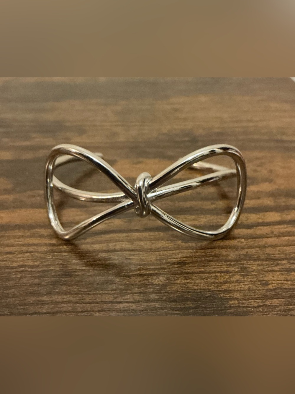 A Rare Vintage Banana Republic Sculpted Silver Ribbon Bow Cuff Bangle Bracelet